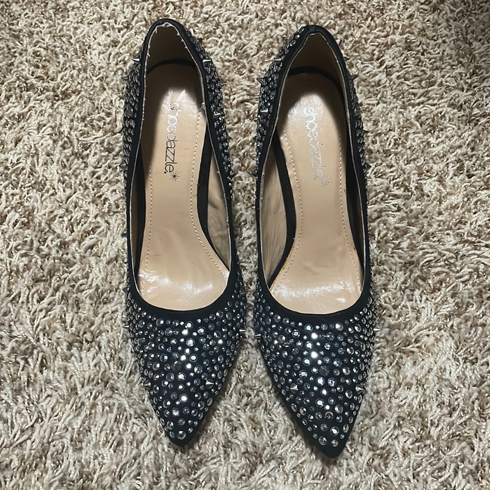 Black Heals with Silver Studs